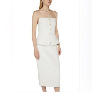 Self-Portrait White Embellished Midi Dress